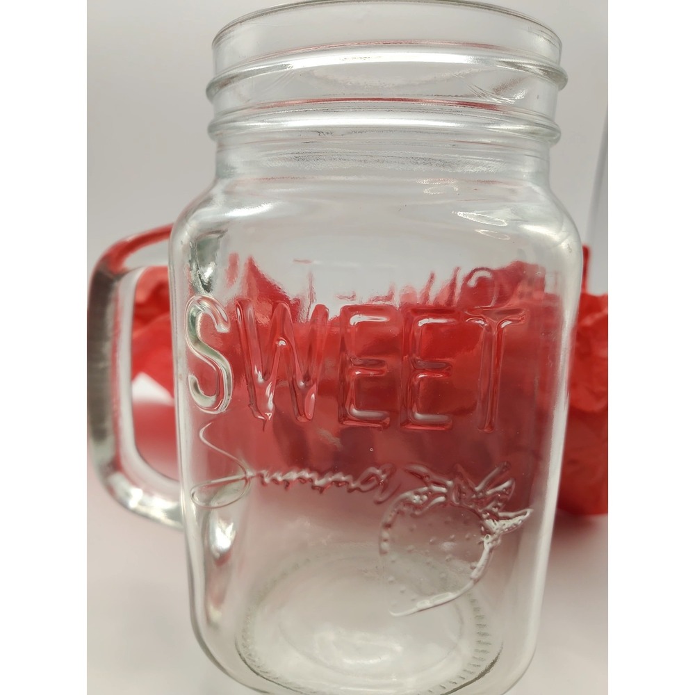 Sweet Summer Embossed Mason Jar Mug with Handle – 16oz
